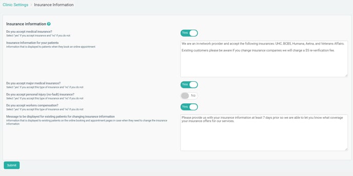 Insurance Information section