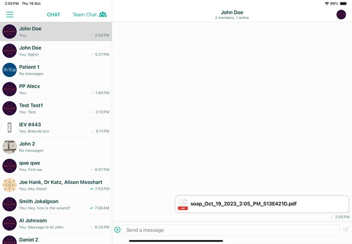 Share Intake PDF via Chat - PDF Sent